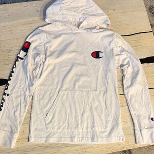 Boys Champion White Tee Hoodie with Logo GUC M 10/12